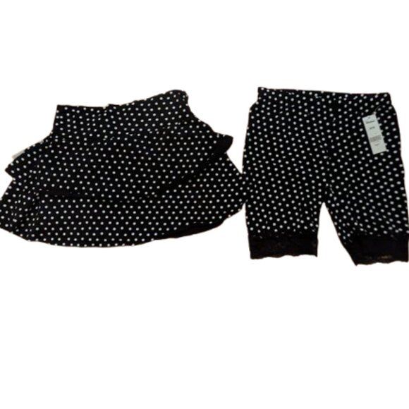 Black and White  Polka Dot Mini Skirt and Short Set Size Medium / Large NEW NWT - Picture 2 of 6